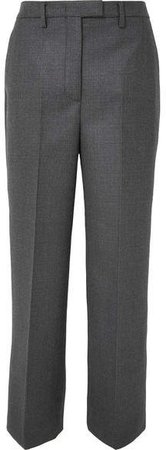 Checked Virgin Wool-blend Straight-leg Pants - Gray