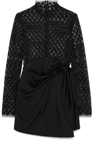 SAINT LAURENT | Embroidered tulle and silk-satin playsuit | NET-A-PORTER.COM