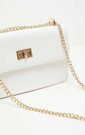 White Croc Chain Cross Body Bag | Accessories | PrettyLittleThing