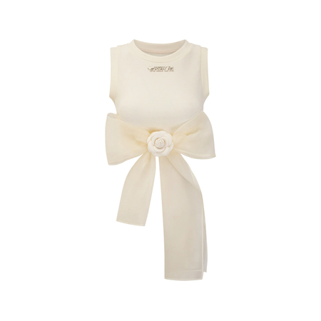 beige rose bow top
