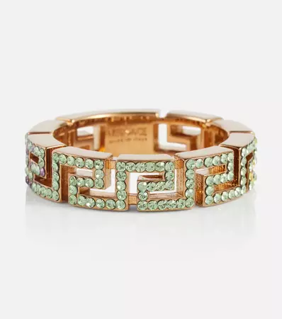 Versace - Greca crystal-embellished ring | Mytheresa