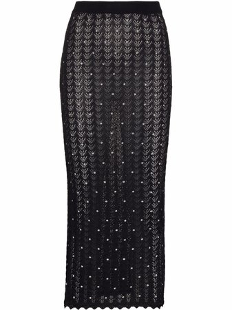 Alessandra Rich crystal-embellished pointelle-knit Midi Skirt - Farfetch