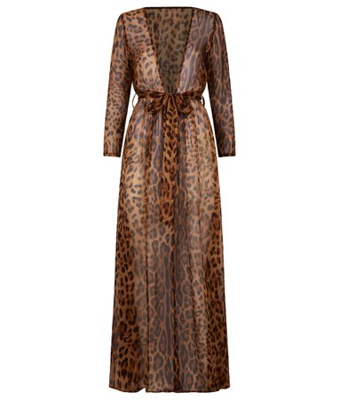 Semi sheer, slinky leopard silk kimono maxi dress - 'Rafaela' Dress – Rat & Boa AUS