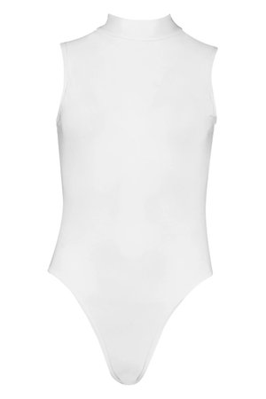 White High Neck Sleeveless Bodysuit | Boohoo