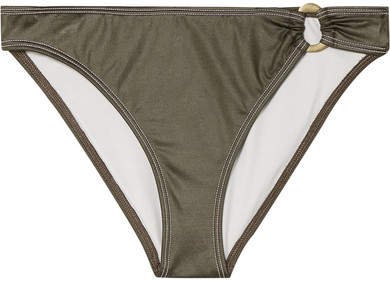 The Mimi Coated Stretch Bikini Briefs - Army green