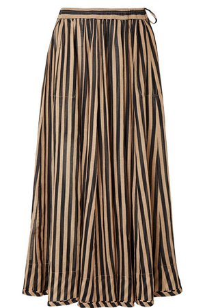 Zimmermann Jaya striped cotton-gauze midi skirt