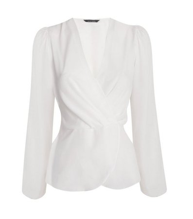 Off White Chiffon V Neck Twist Front Blouse | New Look