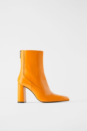 LEATHER HEELED ANKLE BOOTS WITH NARROW SHAFT - MOM-WOMAN-CORNERSHOPS | ZARA United States