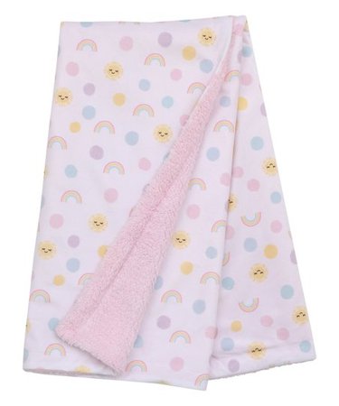 NoJo Pink & Yellow Sun & Rainbow Polka Dot Baby Blanket | Best Price and Reviews | Zulily