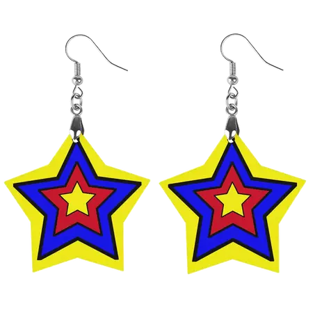 Primary Star Clowncore Earrings! Kidcore nostalgic colors red yellow b – yesdoubleyes