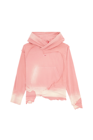 diesel hoodie with destroyed peel off effect pink