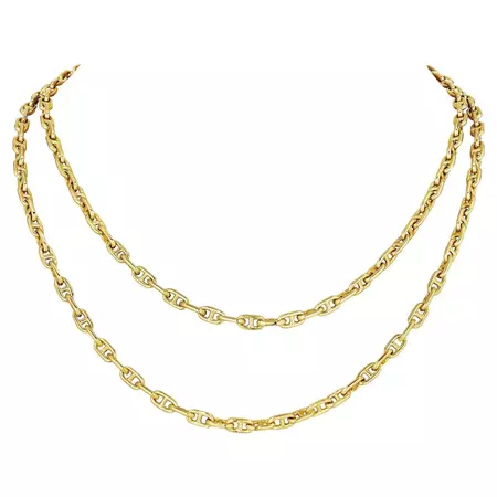 Hermes Paris Vintage Gold Anchor Chain Necklace For Sale at 1stDibs