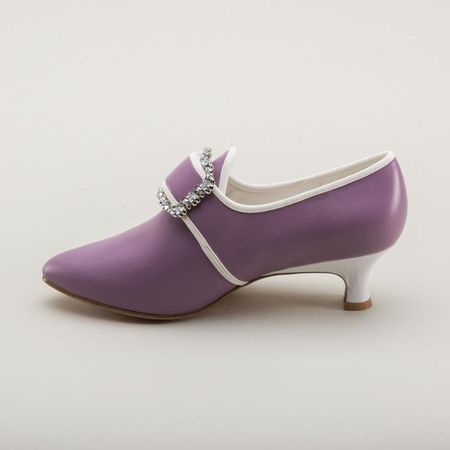 18th century historical woman shoes in light-blue satin style