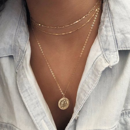 Gold Coin necklace Gold Medallion Necklace Miraculous gold | Etsy