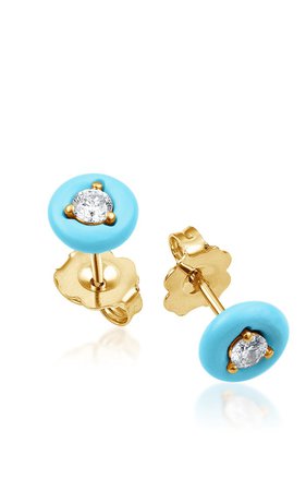Belle Ciambelle 14k Gold Turquoise And Diamond Earrings By Vittorio B. Fine Jewels | Moda Operandi