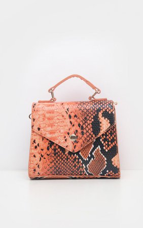 Orange Snake Envelope Mini Cross Body Bag | PrettyLittleThing