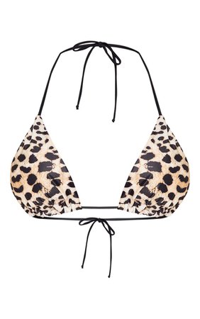 Leopard Contrast Padded Triangle Bikini Top | PrettyLittleThing
