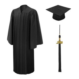 Deluxe Black Bachelor Academic Cap, Gown & Tassel | Gradshop