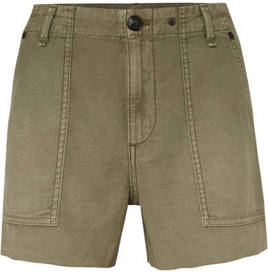 Frayed Cotton Shorts - Army green