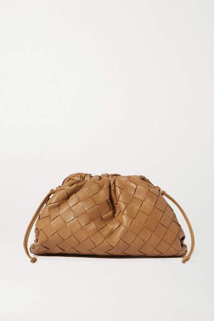 The Pouch Small Intrecciato Leather Clutch - Light brown