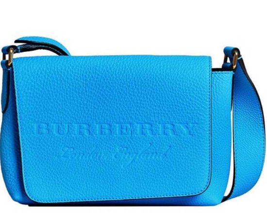 Burberry small logo embossed messenger bag blue