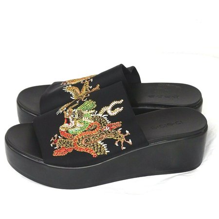 bebe Shoes | Bebe Stretchy Dragon Embroidery Slide Sandal Asian | Poshmark