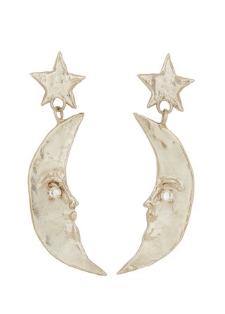 Moon Earrings in White Bronze – Mondo Mondo