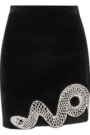 David Koma | Embellished cutout stretch-cotton velvet mini skirt | NET-A-PORTER.COM