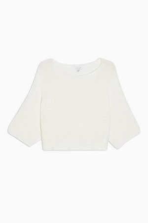 White Oversized Crop Knitted Sweater | Topshop