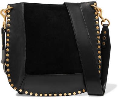 Oskan Studded Leather And Suede Shoulder Bag - Black