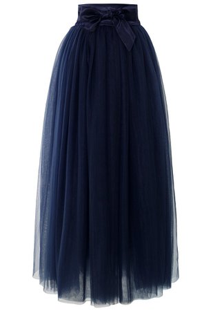 Amore Maxi Tulle Prom Skirt in Navy - Skirt - BOTTOMS - Retro, Indie and Unique Fashion