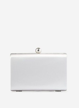 Silver Satin Box Clutch Bag | Dorothy Perkins