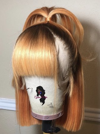 orange and brown short lace wig