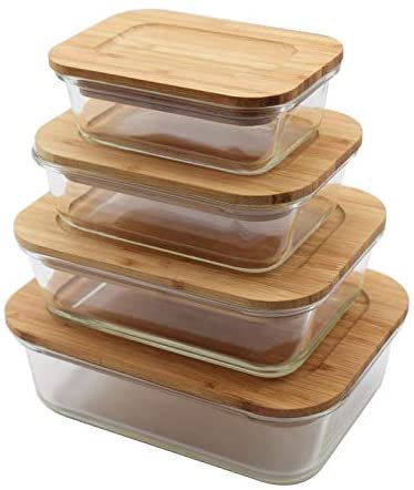 Amazon.com: Glass Food Storage Containers with Lids | 8 Pc Set for Kitchen Storage, Lunch Containers, Baby Food, Meal Prep, Leftovers etc | Eco Friendly Plastic Free Tupperware & Sustainable Bamboo Lids | 4 Sizes: Home & Kitchen