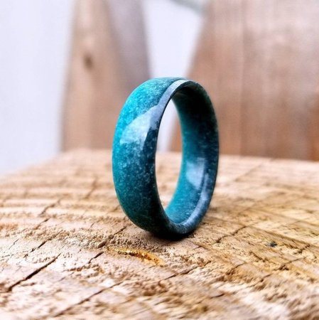 Aqua Blue And Antique Silver Resin Glow Ring With Gradient | Etsy