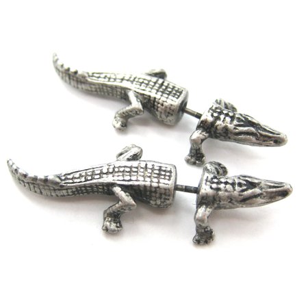Silver Alligator Earrings 1