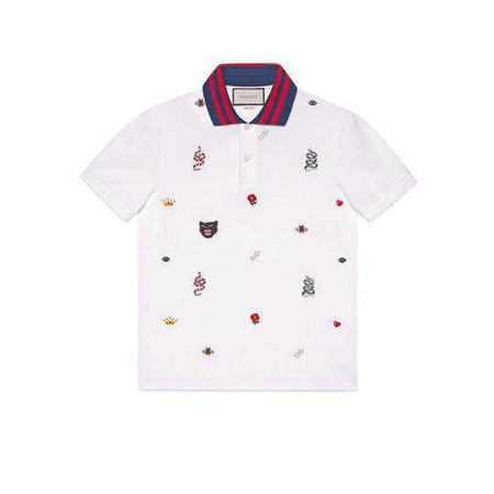 Cotton polo with embroideries - Gucci Men's T-shirts & Polos 475118X5T749134