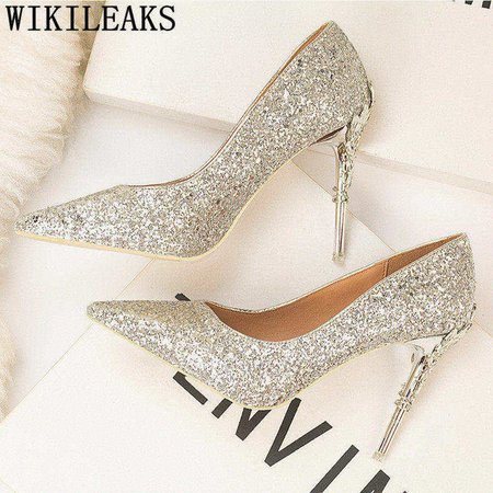 silver heels party shoes women pumps dress shoes women fashion heels gold shoes woman 2019 designer heels tacones mujer ayakkabi-in Women's Pumps from Shoes on Aliexpress.com | Alibaba Group