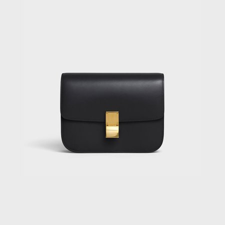 Medium Classic bag in box calfskin - Black | CELINE