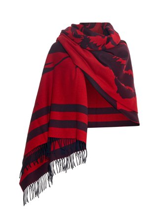 Alexander McQueen red blanket scarf wrap