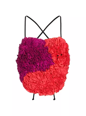 Shop Mara Hoffman Andrea Colorblocked Cotton-Blend Ruched Tank | Saks Fifth Avenue