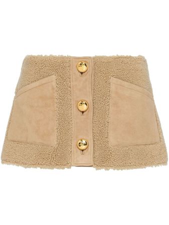 Prada Shearling Mini Skirt - Farfetch