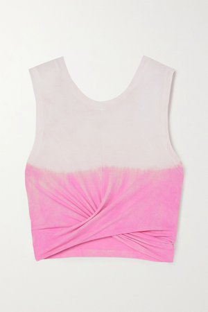 Pink Anne Marie cropped knotted tie-dyed cotton-jersey tank top | Year of Ours | NET-A-PORTER