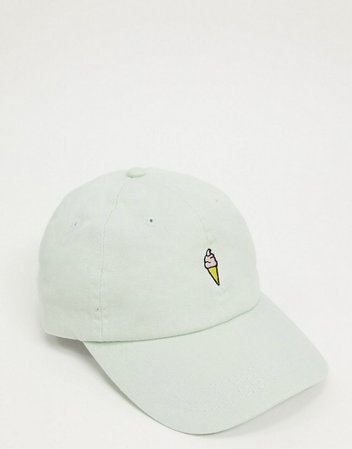 Daisy Street baseball cap in pastel with ice cream embroidery | ASOS