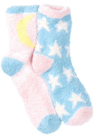 moon star fluffy socks