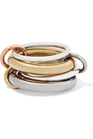 Spinelli Kilcollin | Cici Noir set of four 18-karat yellow, black and rose gold and sterling silver rings | NET-A-PORTER.COM