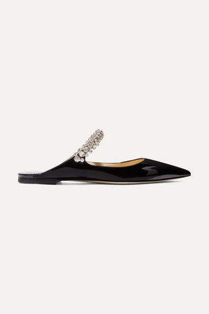 Bing Crystal-embellished Patent-leather Slippers - Black