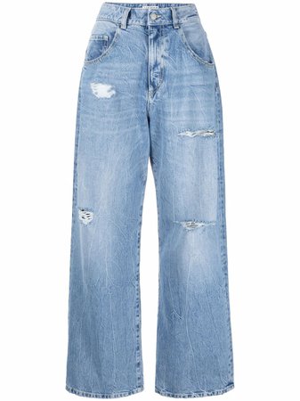 ICON DENIM Ripped Wide Leg Jeans - Farfetch