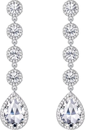 Amazon.com: BriLove Wedding Bridal Dangle Earrings for Women Elegant Crystal Teardrop Chandelier Earrings Clear Silver-Tone: Clothing