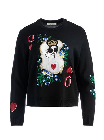 Gleeson Embellished Pullover In Black/multi | Alice And Olivia